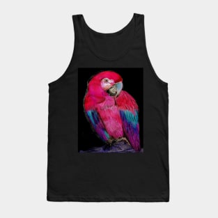 BRIGHT PINK TROPICAL PARROT MACAW DECO POSTER DRAWING PRINT ART Tank Top